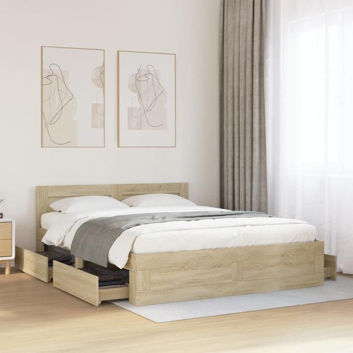 Actual product image VidaXL Bed frame with headboard (160 x 200 cm)