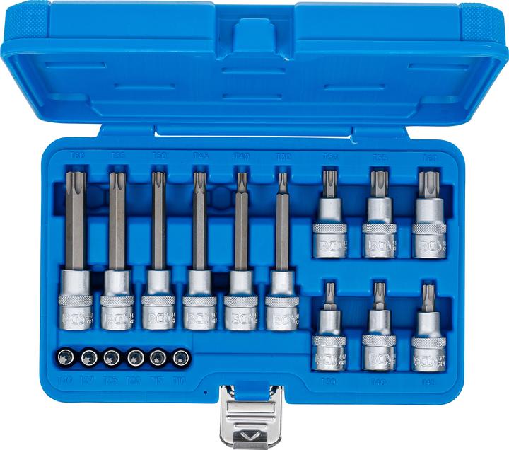 Produktbild BGS Bit-Einsatz-Satz 6,3 mm (1/4") / 12,5 mm (1/2") T-Profil (für Torx) 18-tlg.