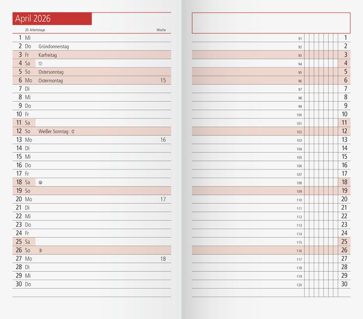 Rido Nachfüllung Taschenkalender 2026 (87 x 153 mm, 1 maand / 2 pagina's)