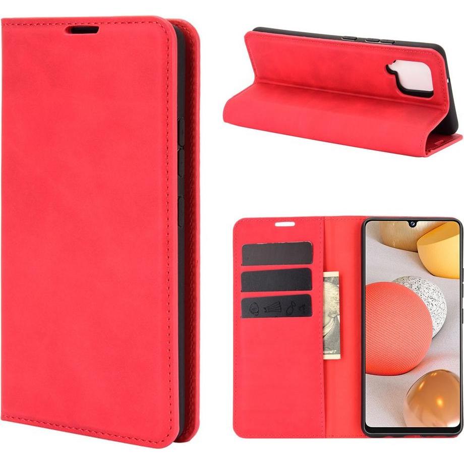 Cover-Discount Galaxy A42 - Seidige Stand Flip Case Hülle rot (Samsung Galaxy A42 5G), Smartphone Hülle, Rot