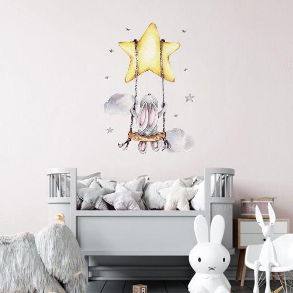 Image du produit Konjac Sponge ROOM Decor SIPO-WS63025 NAKLEJKI NA ŚCIANĘ KRÓLIK HUŚTAWKA