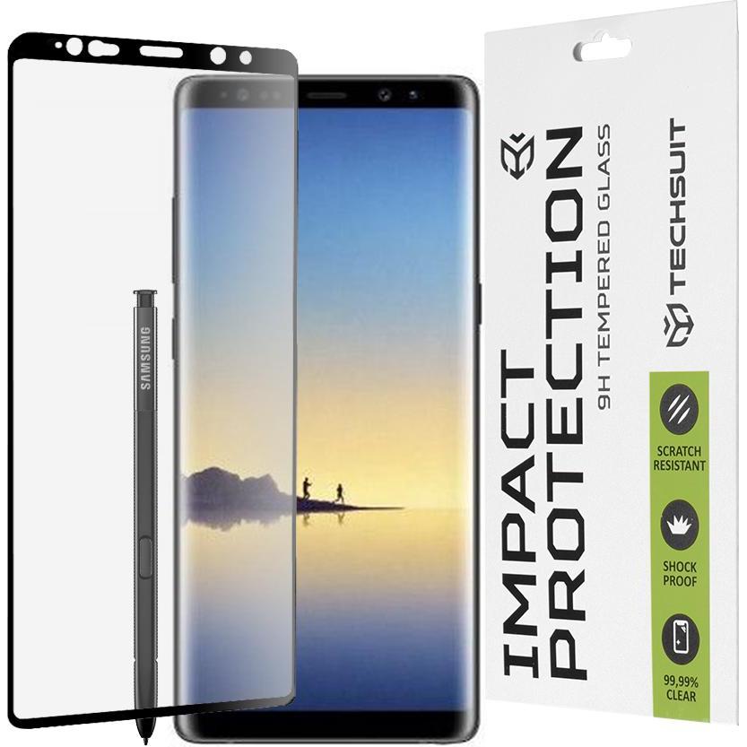 Techsuit - 111D Full Cover / Full Glue Glass / 3D Curved Screen - Samsung Galaxy Note 8 - Black (1 pz., Samsung Galaxy Note 8), Pellicola protettiva s