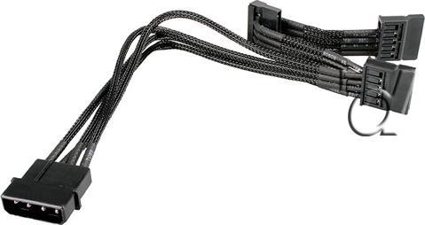 Produktbild NZXT Molex zu 3x SATA Adapter 20cm - premium sleeved black (20 cm, SATA)