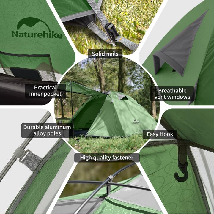 Actual product image Naturehike Namiot P-Series 4 UV NH18Z044-P-Forest Green (3 kg, 4 persons)