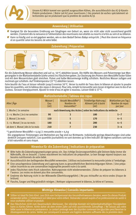 Nutritional values and ingredients Holle Organic starter milk (460 g, up to 12 M.)