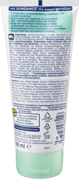 Image du produit dm Sundance Kids sensitive (Crème solaire, SPF 50, 100 ml)