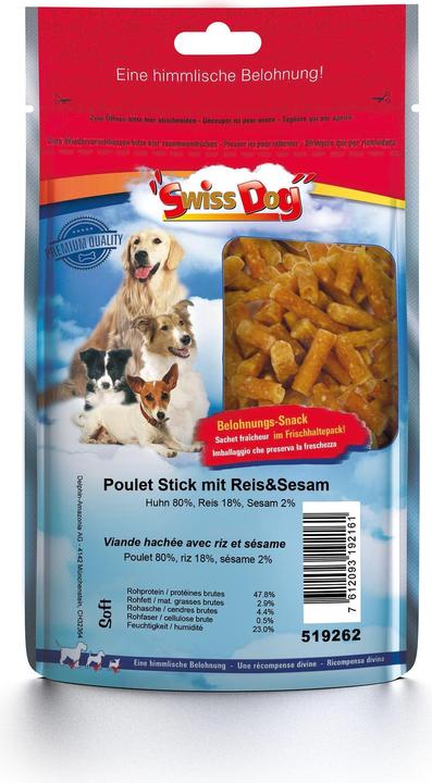 Image du produit SwissDog Bâtonnets de poulet au riz & sésame (Adulte, 1 pcs, 600 g)