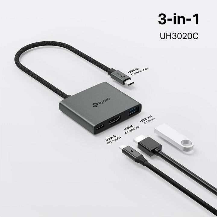 Produktbild TP-Link 3-in-1 USB-C-Hub mit 4K HDMI, Power Delivery, USB-A 3.0 (USB-C, 3 Ports)