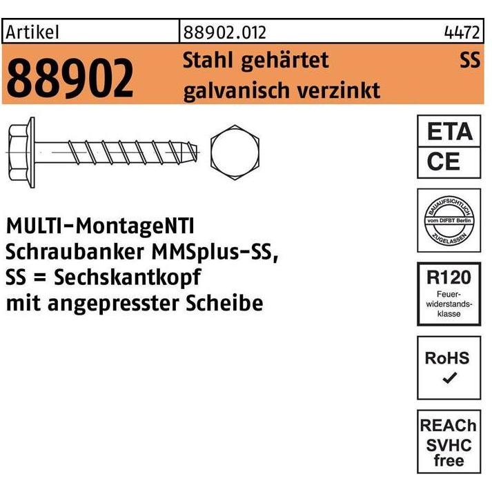 BRW, Schrauben, Mauerschraube MMS-PLUS Pack à 50 Stück (50 Schrauben pro Stück)
