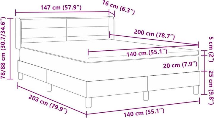 Produktbild vidaXL Boxspringbett (140 x 200 cm)