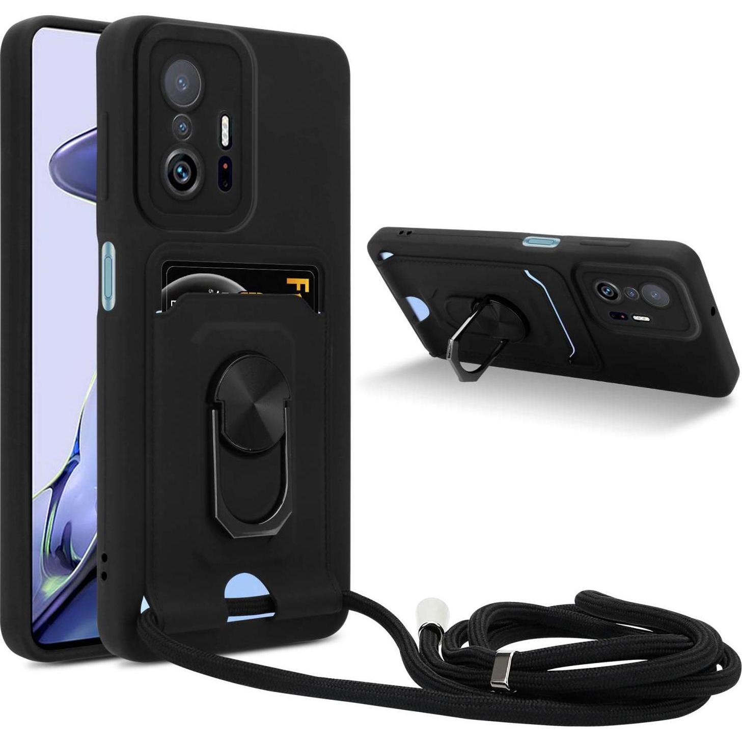 Cadorabo Handykette für Xiaomi 11T / 11T PRO mit Standfunktion, Handykette, Schwarz