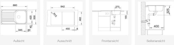 Productafbeelding Blanco Tipo 45 S (Ingebouwde gootsteen, 86 cm, 50 cm)