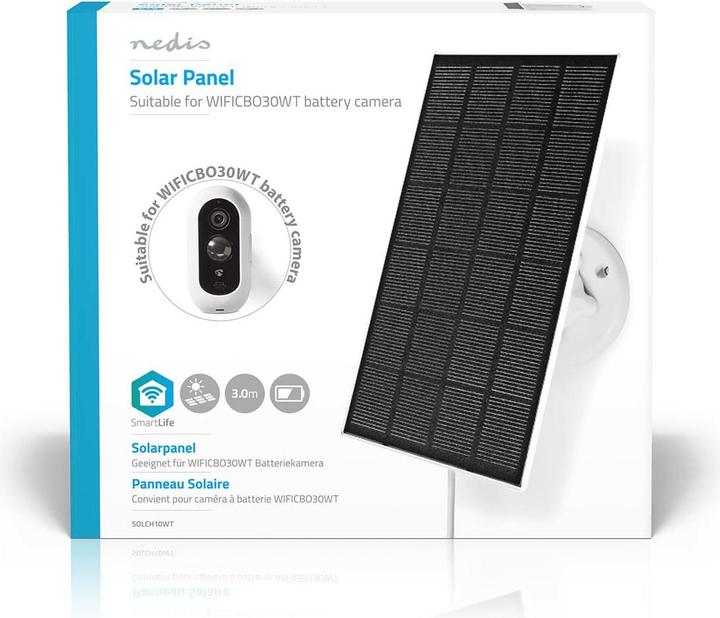 Produktbild Nedis Sonnenkollektor 4.5 V DC 0.5 A A Micro USB Seillänge: 3.00 m Zubehör für: WIFICBO30WT (3 W)