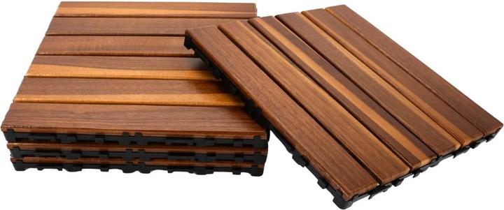 Hermex 4er-Set Akazienholz-Fliesen Bodenplatten Klickfliesen Holzfliesen (4 x)