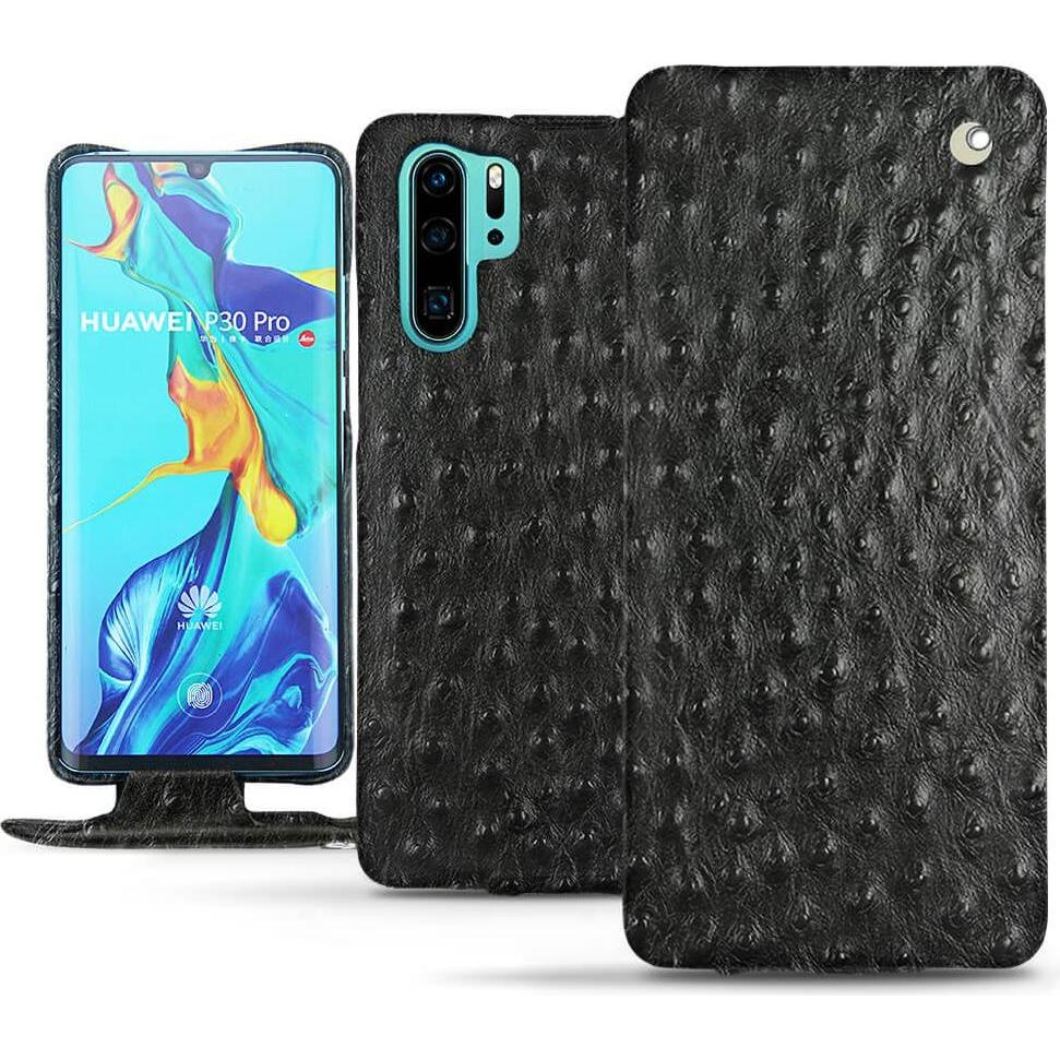 Noreve Lederschutzhülle vertikal (Huawei P30 Pro), Smartphone Hülle, Schwarz