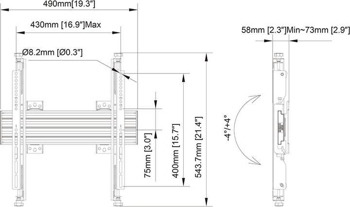 Image du produit Multibrackets Support mural 32"-65", VESA 100x100 - 400x400