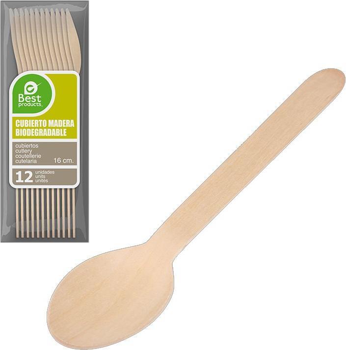 Best Products Green Löffel aus biologisch abbaubarem Holz, Packung mit 12 Stück (12x)