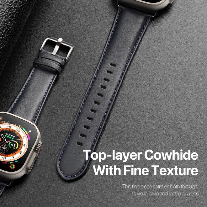 Actual product image Dux Ducis YS Series Genuine Leather Bracelet (Genuine leather, Apple Watch Ultra, Apple Watch Series 2, Apple Watch Series 3, Apple Watch Series 1, Apple Watch Series 4, Apple Watch Series 5, Apple Watch Series 6, Apple Watch Series 7, Apple Watch Series 8, Apple Watch Series 9, Apple Watch SE, Apple Watch Ultra 2)