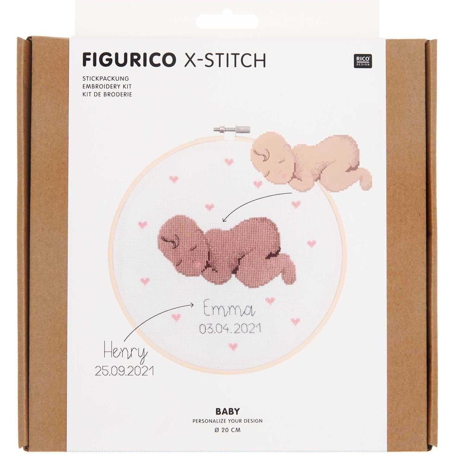 Rico Design Stickpackung Figurico Baby, Handarbeitsset, Mehrfarbig