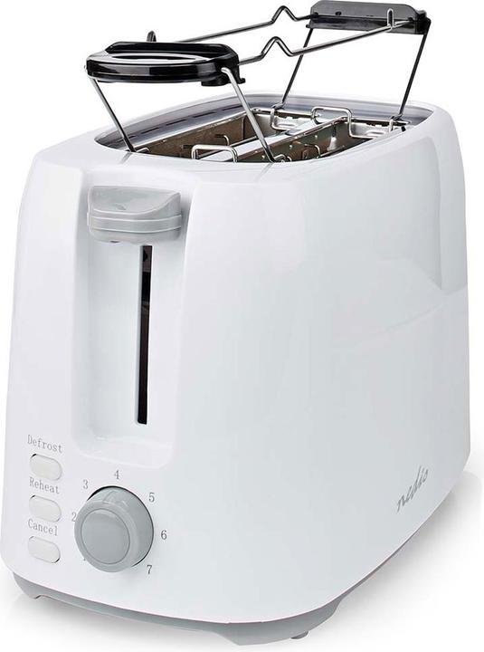 Nedis Toaster 2 Slots Browning levels: 7 Defrost feature Bun rack White