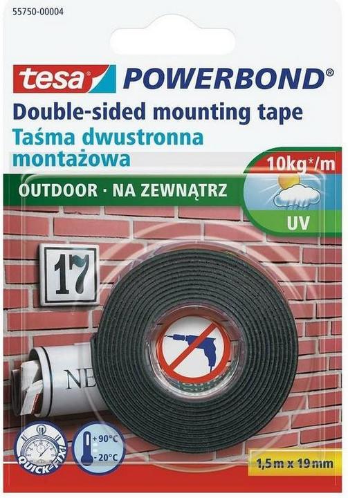 Produktbild tesa doppelseitiges Befestigungsband Powerbond, Outdoor 1,5 m 19 mm (H5575004) (19 mm)