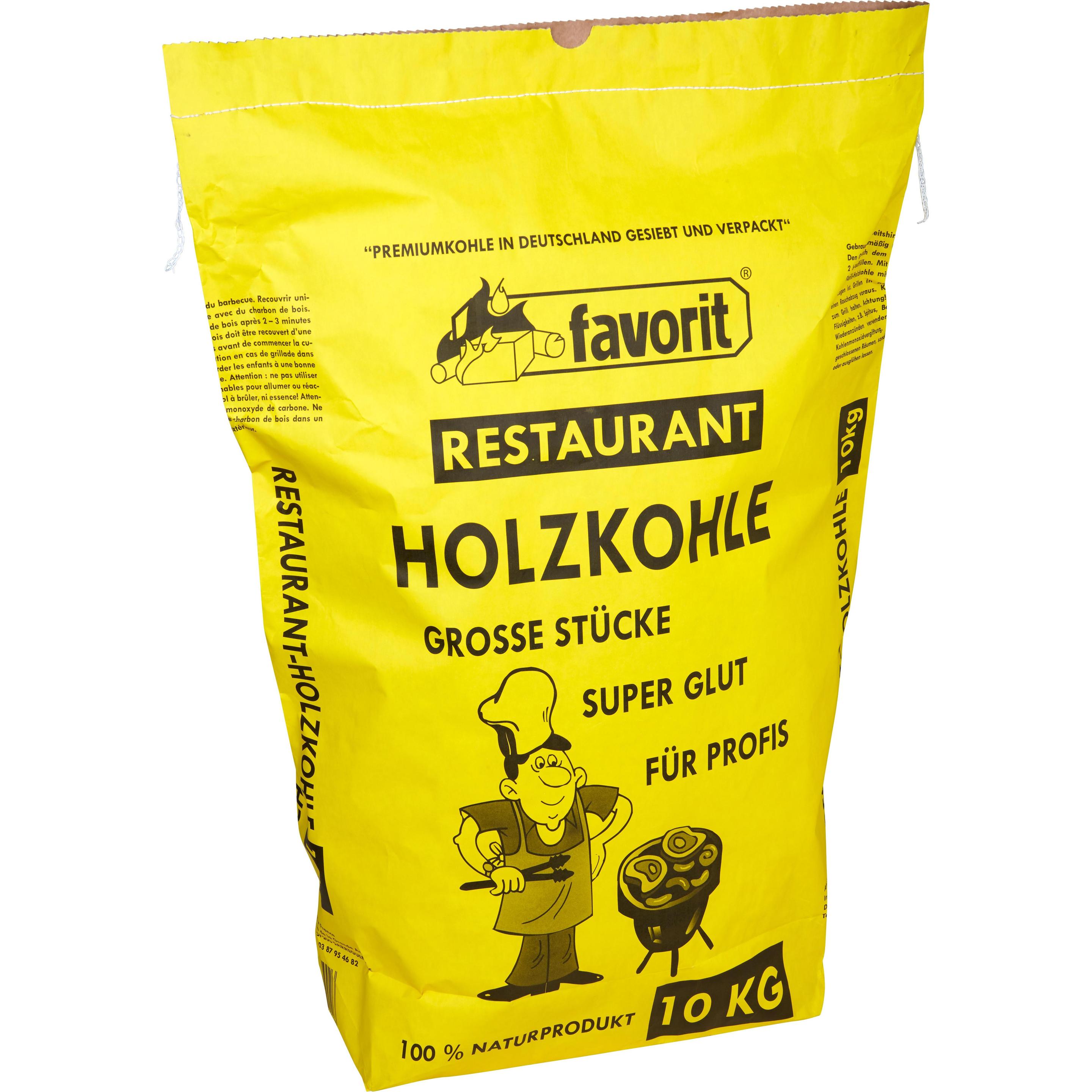 Favorit, Holzkohle, Restaurant - Holzkohle 10 kg ( Premium Qualität, erhöhte Brenndauer, besonders grosse Körnung (10 kg...