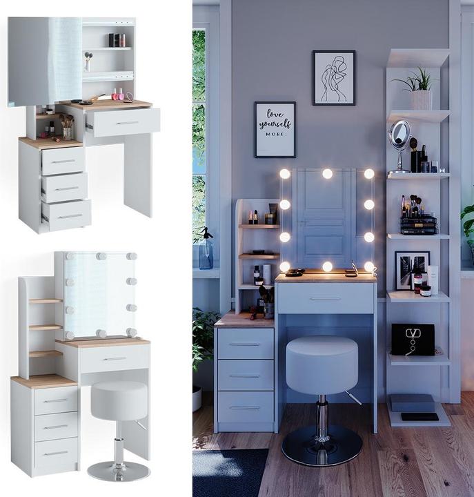 Image du produit Vicco Conrada avec tabouret et éclairage (80 x 36 x 131,5 cm)