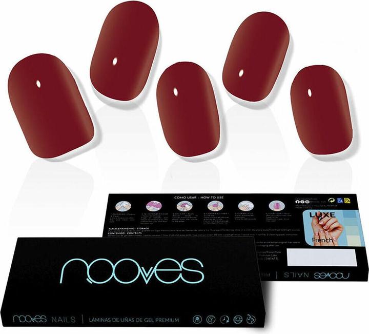 Produktbild Nooves Gel-Nagelfilme Midnight Rain Premium Luxe Solid Red 20 Einheiten (Kunstnägel, Rot)