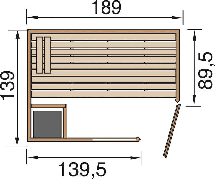 Produktbild Weka Holzbau Massivholzsauan Weka Valida GTF Gr.1 inkl.5,4 kw Ofen u. Steuerung mit Ganzglastre aus Klarglas