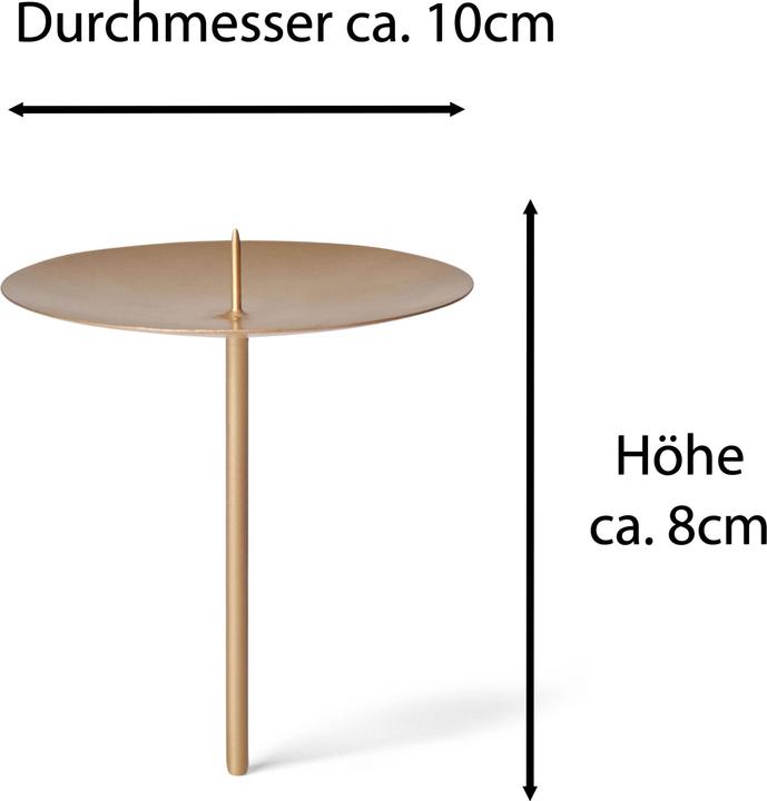 Produktbild Novaliv 4x Kerzenpick mit Dorn 10cm GOLD Kerzenpick Metall rund für Adventskranz Kerzenständer