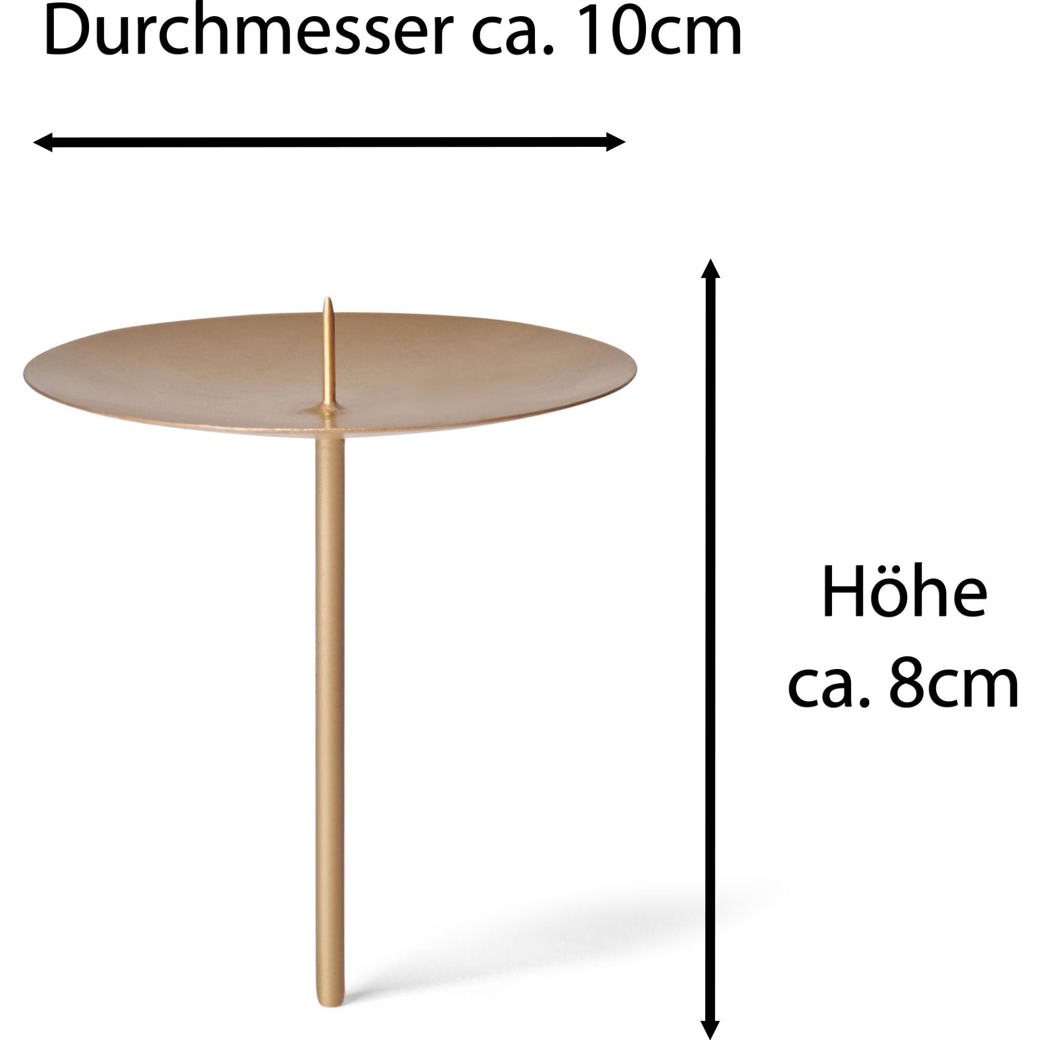 Novaliv, Kerzenständer, 8er-Set Kerzenteller Dorn 10cm GOLD Kerzentülle Adventskerzenhalter Kerzenteller zum Stecken