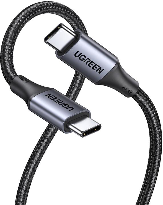 Productafbeelding Ugreen USB-C naar USB-C USB4 kabel, 240W, 2m (zwart) (2 m, USB 2.0, 240 W)