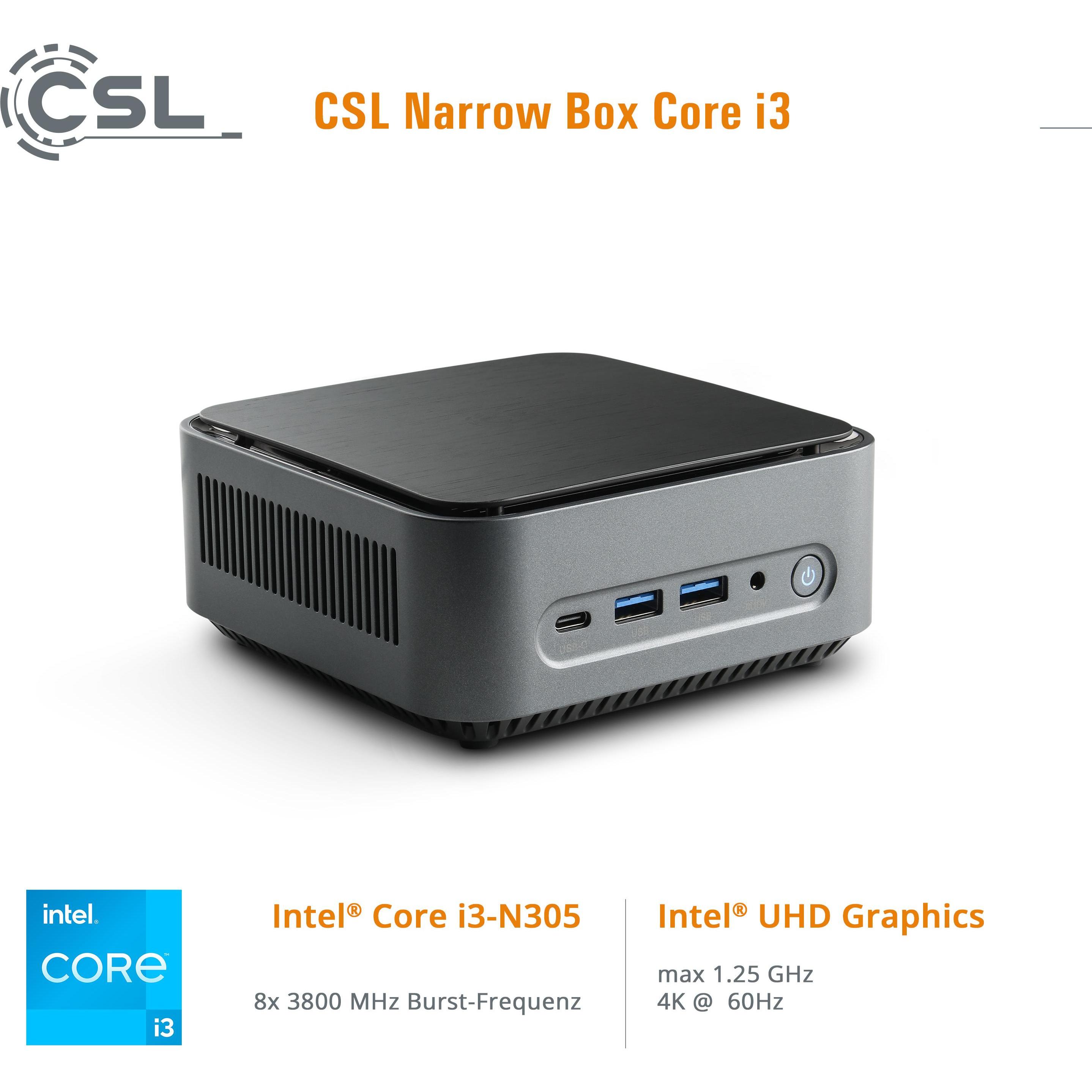 CSL Mini PC Narrow Box Core i3 / 32GB / 500 GB M.2 SSD / Win 11