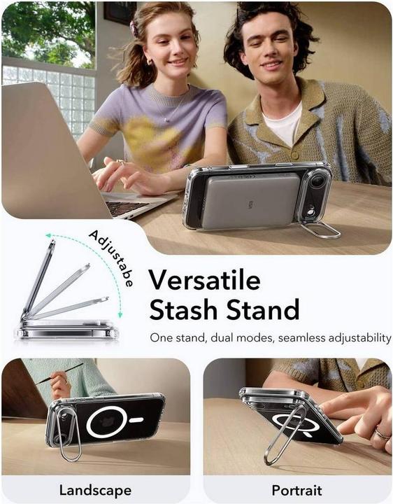 Produktbild ESR Classic Hybrid Magnetic Case (Camera Control, Stash Stand), for iPhone 17 Air, Clear (Apple iPhone 17, Apple iPhone Air)