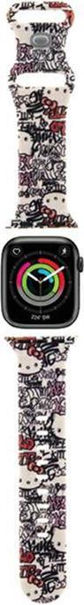 Actual product image Hello Kitty Pasek HKAWMSDGPTE Apple Watch 38/40/41mm beżowy/beige strap Silicone Tags Graffiti (41 mm, 38 mm, 40 mm, Silicone/stainless steel)