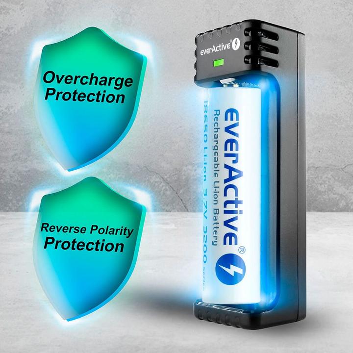 Actual product image Everactive LC-100 (1 pcs., 10440, 14500, 14650, 16340, 17500, 17670, 18350, 18500, 18650, 20700, 21700, 22650, 25500, 26500, 26650, C, D, AAA, AA, AAAA, Chargers without battery)
