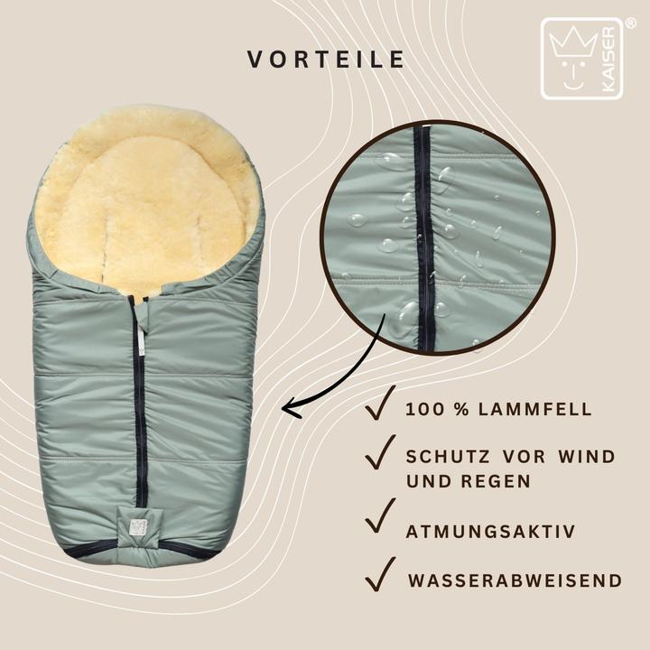 Produktbild Kaiser Baby Kaiser Babyschalen Fusssack aus Lammfell Naadja, salbei green/grey