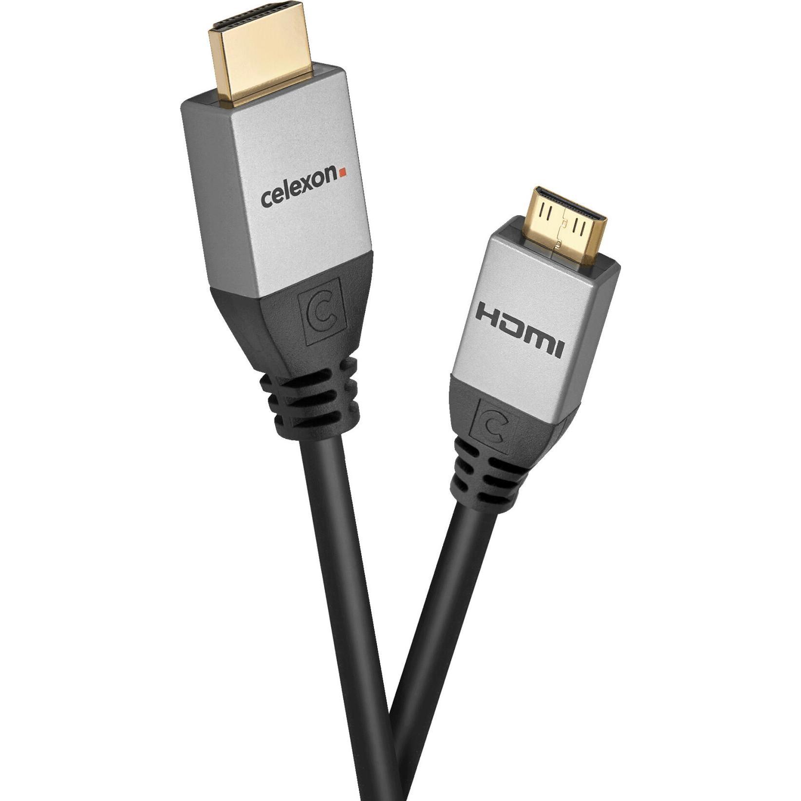 Celexon HDMI auf Mini HDMI Kabel mit Ethernet - 2.0a/b 4K 2,0m - Professional Line (2 m, HDMI), Video Kabel