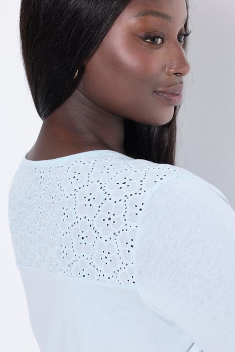 Produktbild Ulla Popken Pyjama, Zweiteiler, Lochstickerei, Zierfalte, 3/4-Arm (42, 44)