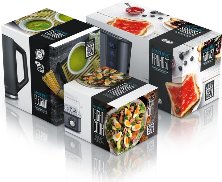 Produktbild Arendo Frühstücks Set Wasserkocher 1,5l Temperaturwahl, 2-Scheiben Toaster & Eierkocher für 8 Eier, Grau (1.50 l)