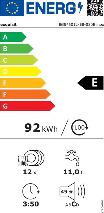 Etichetta energetica Exquisit EGSP6012-EB-030E inox - Lavastoviglie