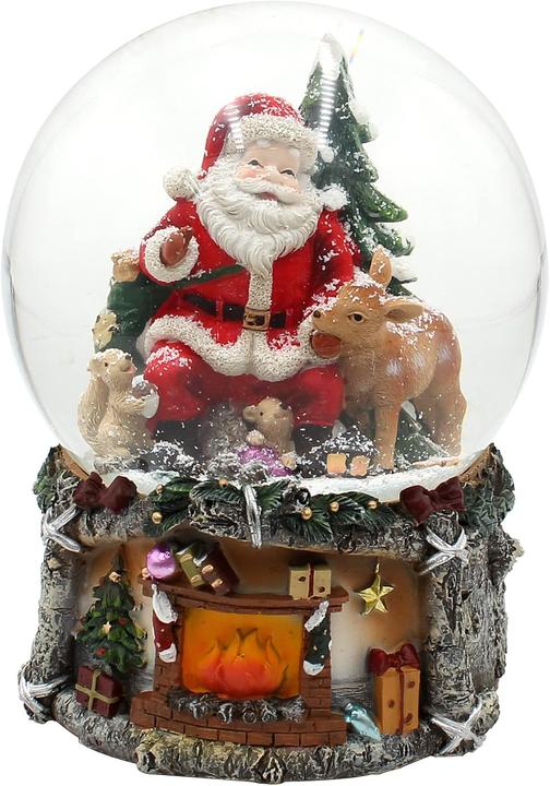 Dekohelden24 XXL Schneekugel mit Weihnachtsmann & Reh (mit Sound)