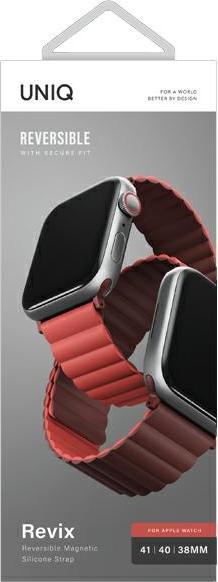 Produktbild Uniq pasek Revix Apple Watch Series 1/2/3/4/5/6/7/8/SE/SE2 38/40/41mm. Reversible Magnetic bordowy-k (Silicon)