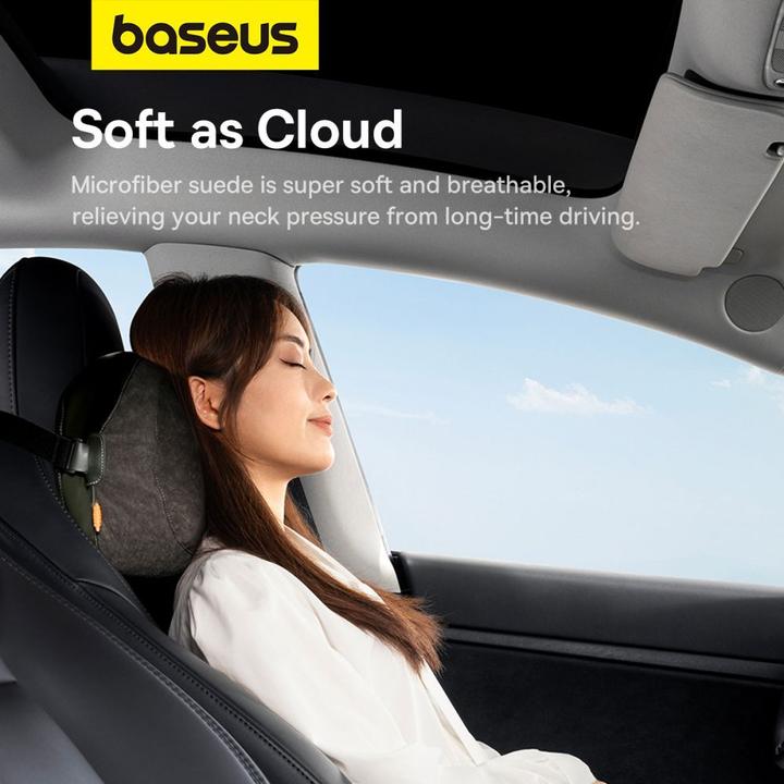 Actual product image Baseus Double sided Car Headrest Mounted Pillow Comfort Ride (green)