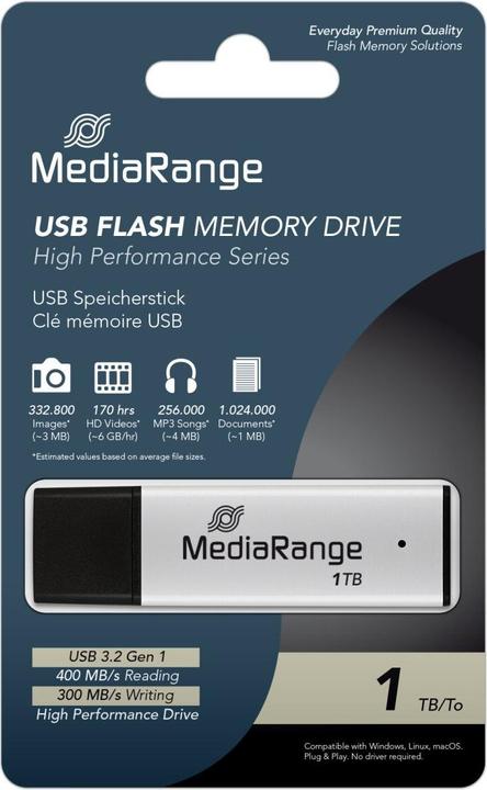 Image du produit MediaRange High Perf USB Stick 1tb (1000 Go, USB-A)