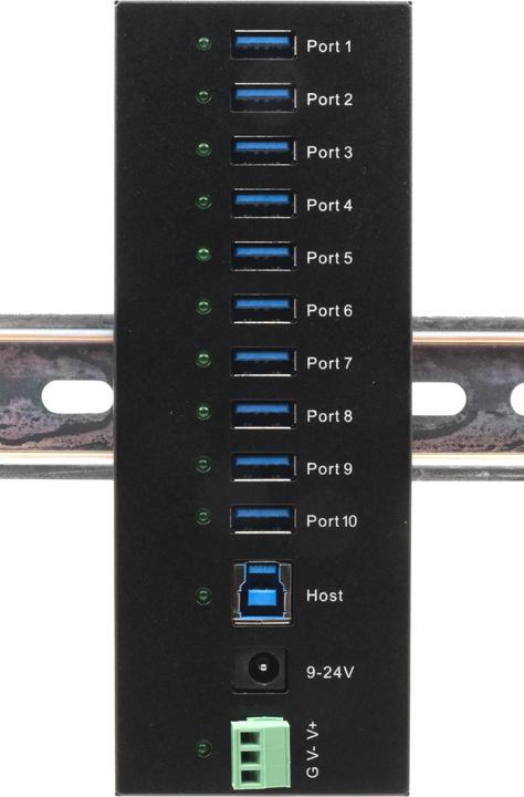Image du produit Exsys 10 Port USB 3.0 HUB Boîtier métallique, incl. alimentation 12V/5A, câble USB 3.0, Din-Ra (USB-B, 10 ports)