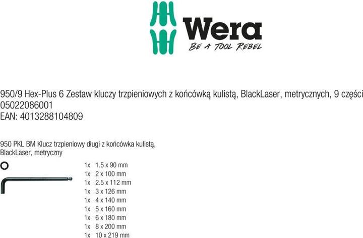 Immagine prodotto Wera 950/9 Hex-Plus 6