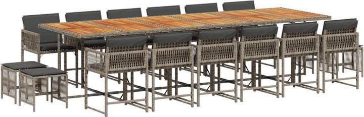 Produktbild vidaXL Gartenmöbel Essgruppe Gartengarnitur Sitzgruppe 17tlg. Grau Poly Rattan (106 cm)