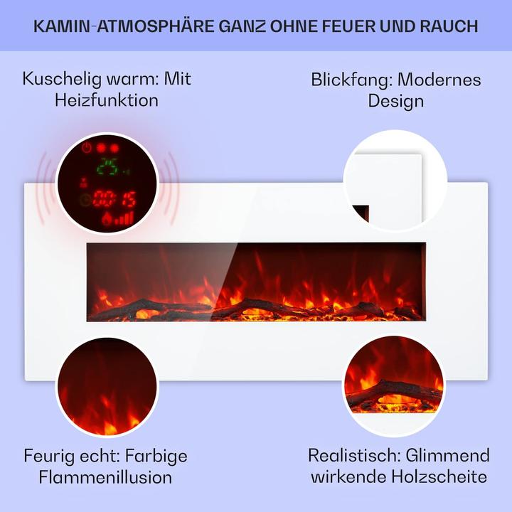 Actual product image Klarstein Electric Fireplace, Long, White