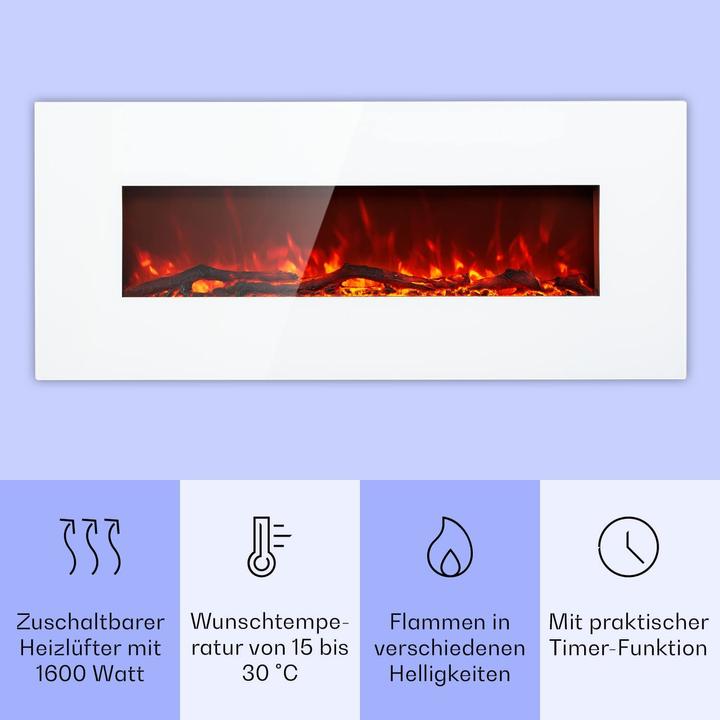 Actual product image Klarstein Electric Fireplace, Long, White